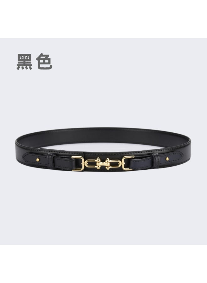 Chic Leather Belt for Women, Versatile Dress Accessory 35408-Black
