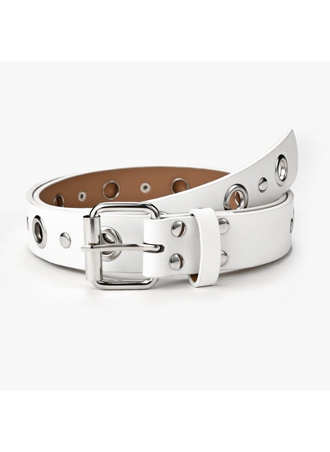 New Womens Punk Casual Rivet Studded Belt Coffee