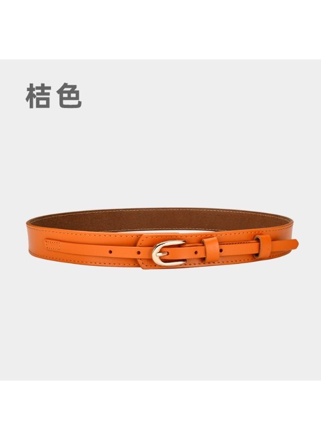 Womens Genuine Leather Belt Retro Style 30255-Orange