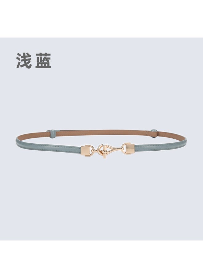 New 1cm adjustable simple thin belt Womens decorative dress sweater thin belt fashion Korean ins Wind waist chain 10369-Light Blue