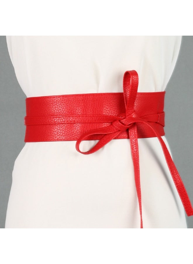 Glossy Knot Long Waistband Red