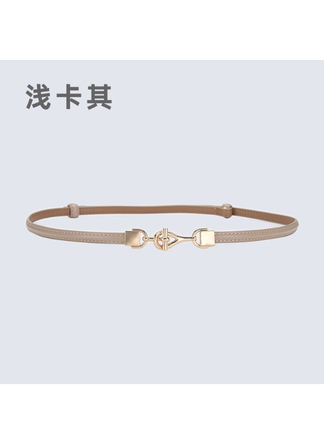 Fashionable Thin Womens Waist Belt 10369-shallow khakis