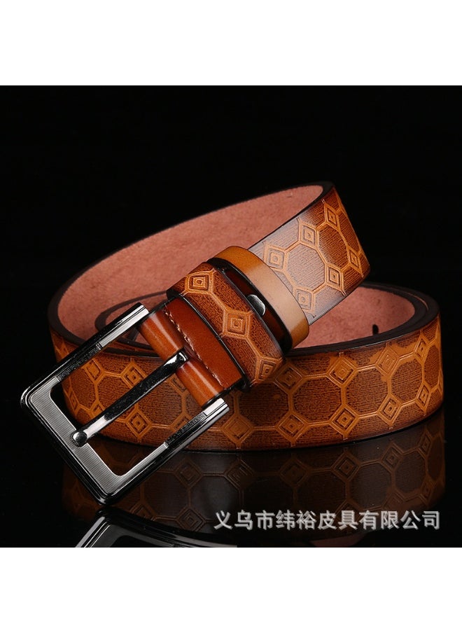 Mens Alloy PU Belt with Needle Buckle for Street Vendors And Night Markets Versatile for Jeans Simple Design Suitable for All Seasons J38-9-4 camel