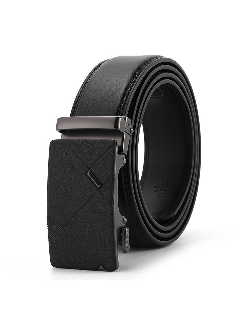 Frosted automatic buckle open edge two-layer leather belt business casual mens tide belt manufacturers wholesale EI866-Black