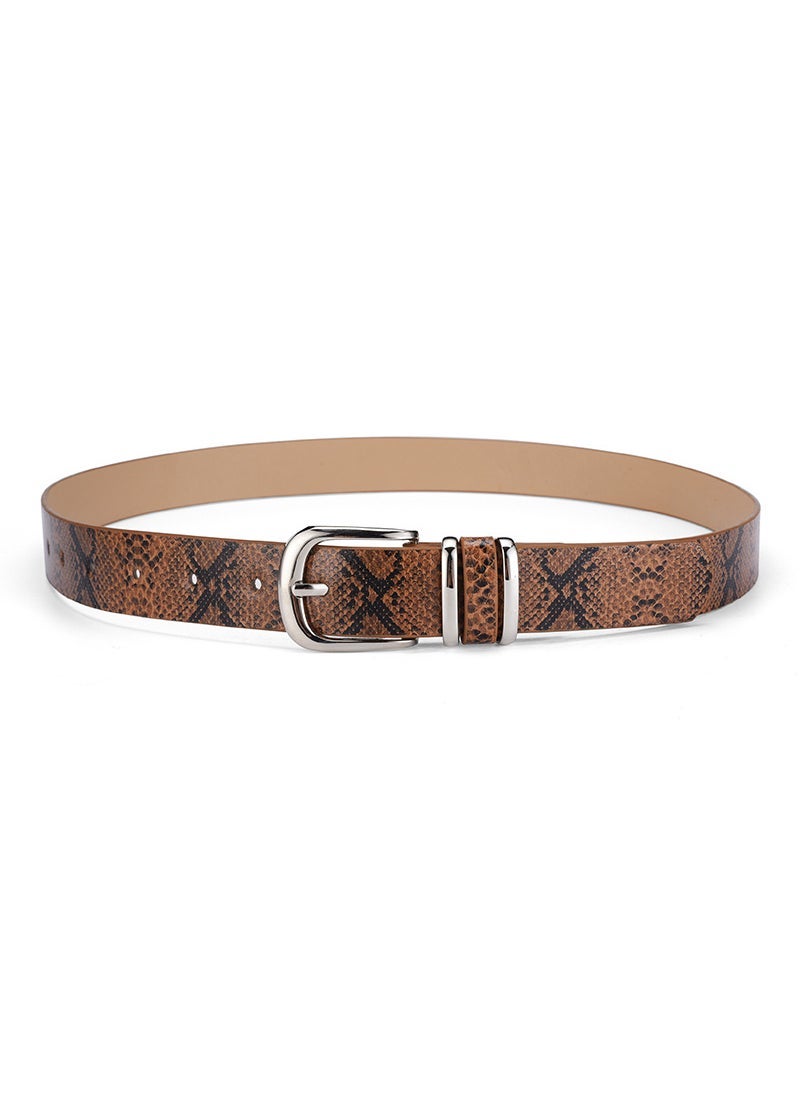 Vintage Snake Pattern Ladies Belt Red