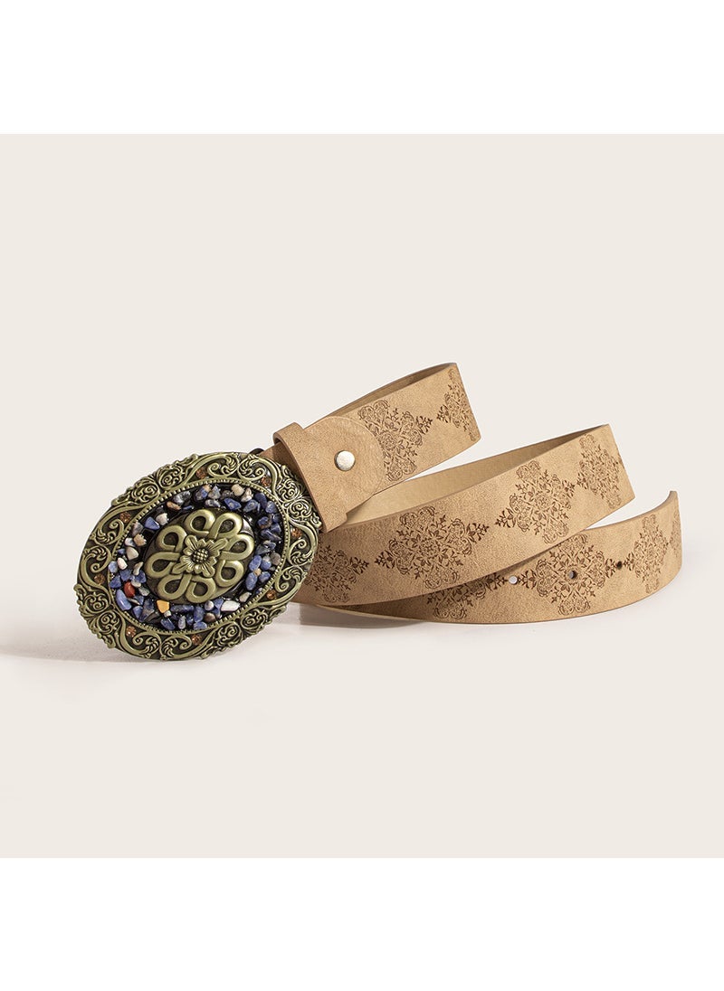 Western Style Turquoise Embossed Womens Fashion Belt 1#