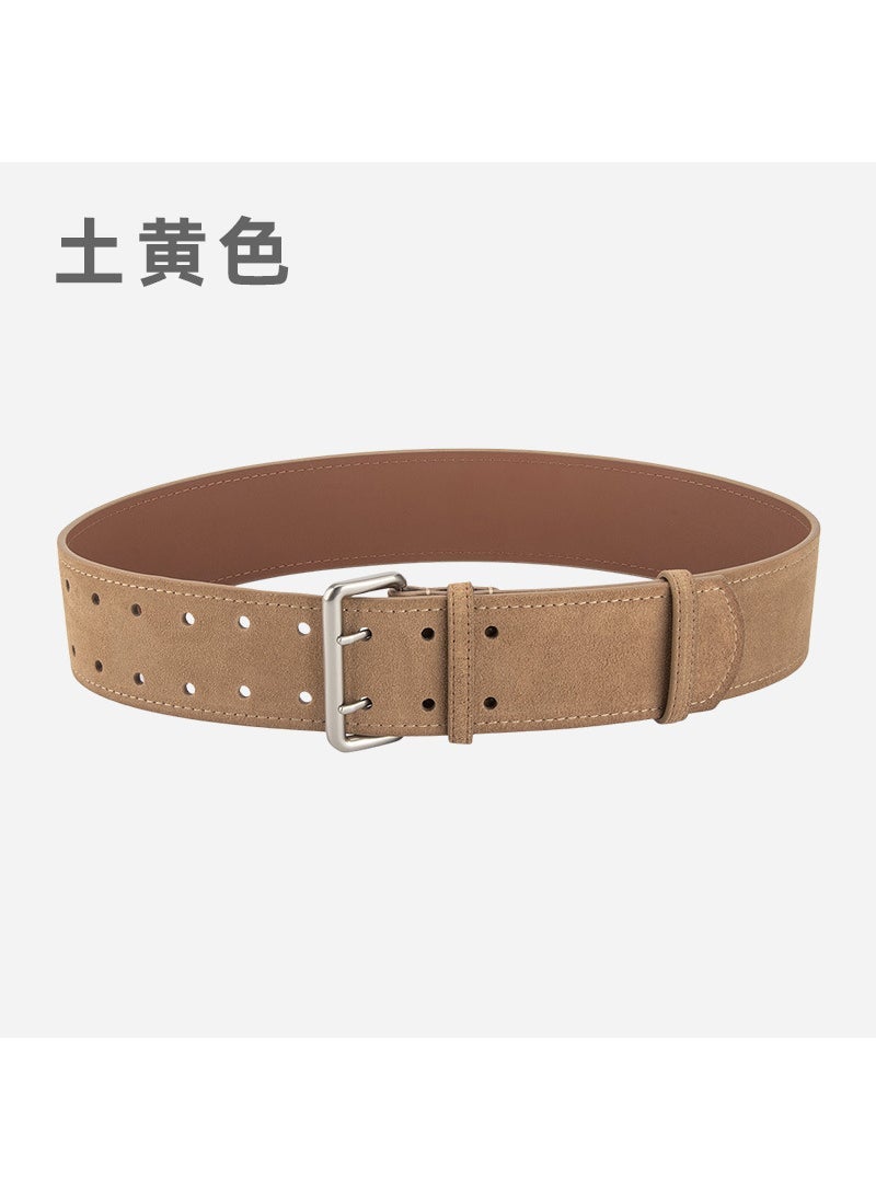 Fashion Scratched Leather Womens Belt 62111-khaki