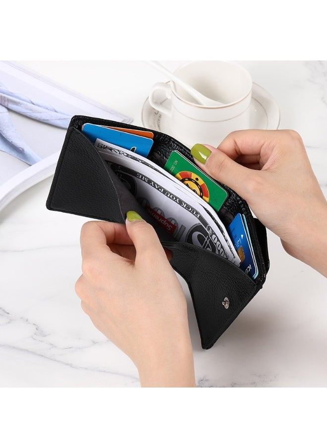 Korean Simple Women's Purse Short Multi-card Three Fold Large Capacity Anti-degaussing Purse