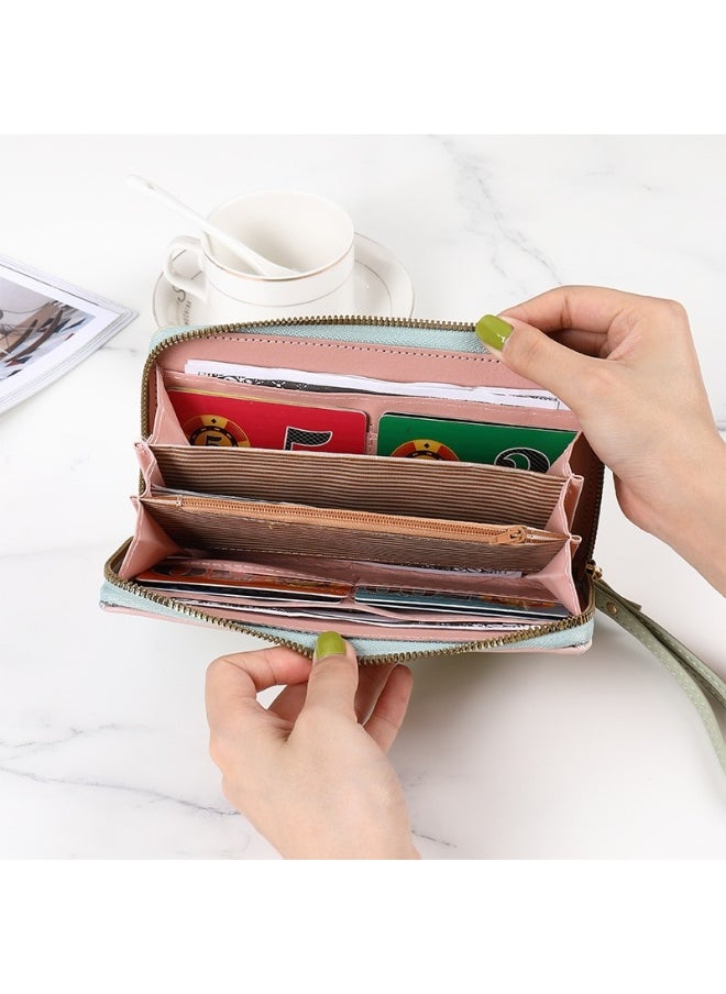 Ladies Purse Wallet PU Leather Long Women Wallet Card Holder Organiser Wallet Wristlet Clutch Wallet with Zipper Pocket Coin Purse Phone Wallet