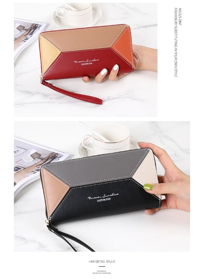 Ladies Purse Wallet PU Leather Long Women Wallet Card Holder Organiser Wallet Wristlet Clutch Wallet with Zipper Pocket Coin Purse Phone Wallet