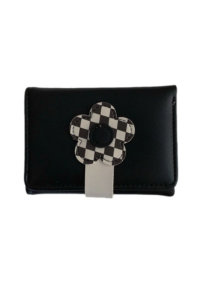 Korean Cute Floral Style Small Purse Women's Purse Short Folding Thin Solid Color Simple Student Fashion Wallet