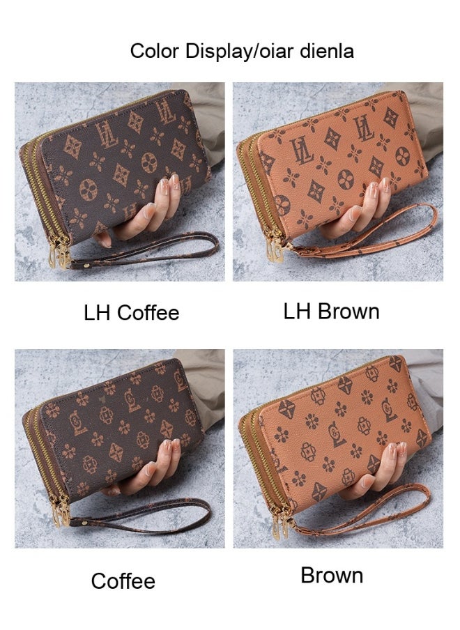 Ladies Purse Wallet PU Leather Long Women Wallet Card Holder Organiser Wallet Wristlet Clutch Wallet with Zipper Pocket Coin Purse Phone Wallet with Pendant