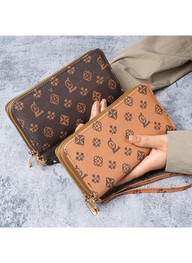 Ladies Purse Wallet PU Leather Long Women Wallet Card Holder Organiser Wallet Wristlet Clutch Wallet with Zipper Pocket Coin Purse Phone Wallet with Pendant