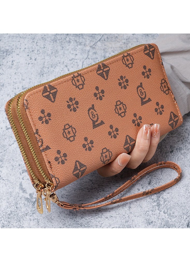 Ladies Purse Wallet PU Leather Long Women Wallet Card Holder Organiser Wallet Wristlet Clutch Wallet with Zipper Pocket Coin Purse Phone Wallet with Pendant
