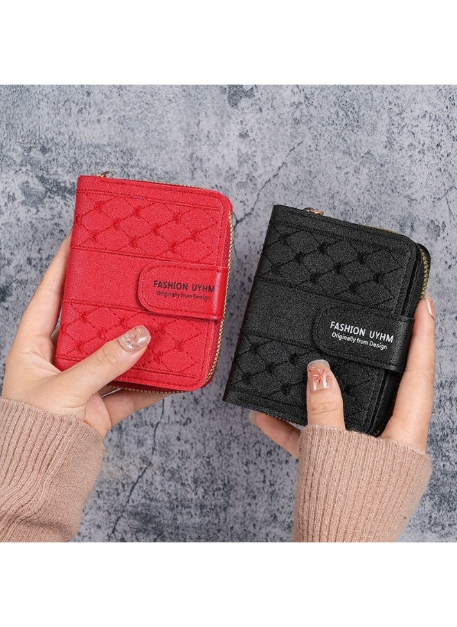 New Women's Purse Short Zipper Large Capacity Purse with Love Colorful Hand Bag Card Bag Wallet