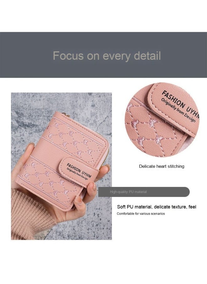 New Women's Purse Short Zipper Large Capacity Purse with Love Colorful Hand Bag Card Bag Wallet