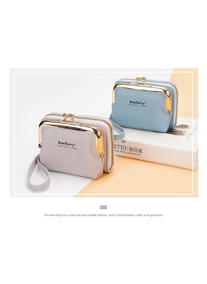 Women's Short Purse Korean Lychee Print Zipper Organ Card Bag Mini Bag for Women