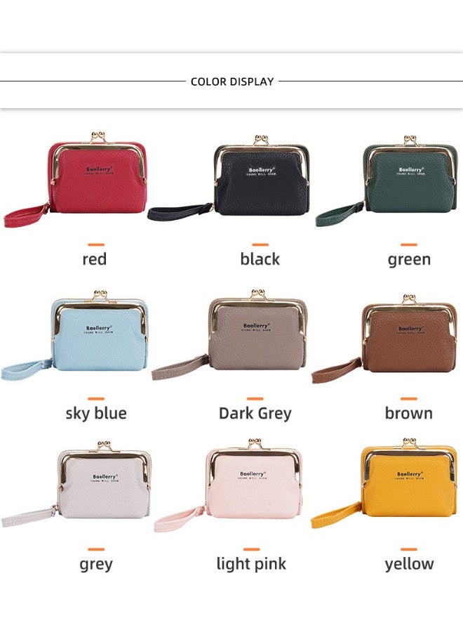 Women's Short Purse Korean Lychee Print Zipper Organ Card Bag Mini Bag for Women