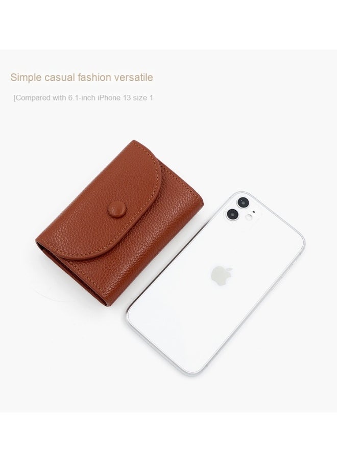 Card Bag Simple Large Capacity Hand Purse Zipper Bag Soft Pu Leather Compact Card Bag Sleeve