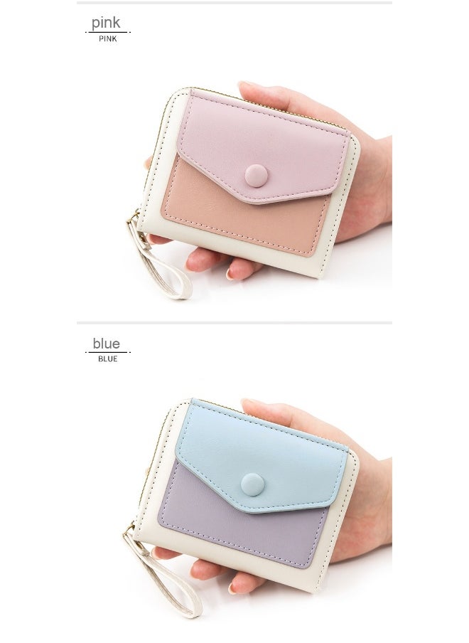 Women's Short Purse Fresh And Simple Pu Color Organ Card Bag