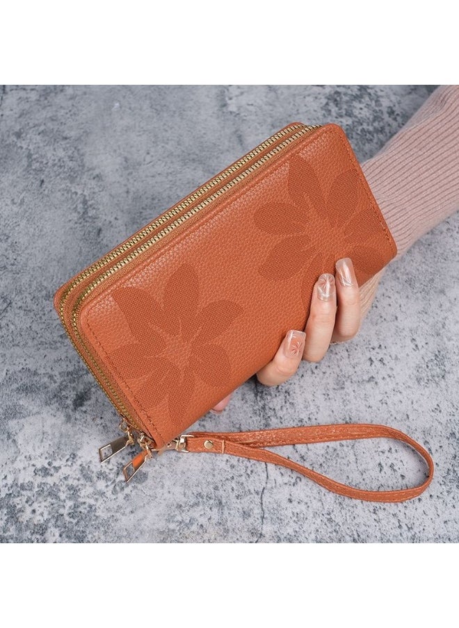 Ladies Purse Wallet PU Leather Long Women Wallet Card Holder Organiser Wallet Wristlet Clutch Wallet with Zipper Pocket Coin Purse Phone Wallet with Pendant