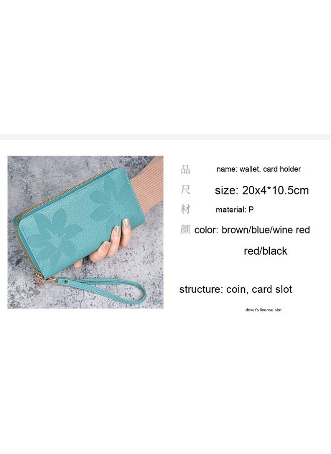 Ladies Purse Wallet PU Leather Long Women Wallet Card Holder Organiser Wallet Wristlet Clutch Wallet with Zipper Pocket Coin Purse Phone Wallet with Pendant