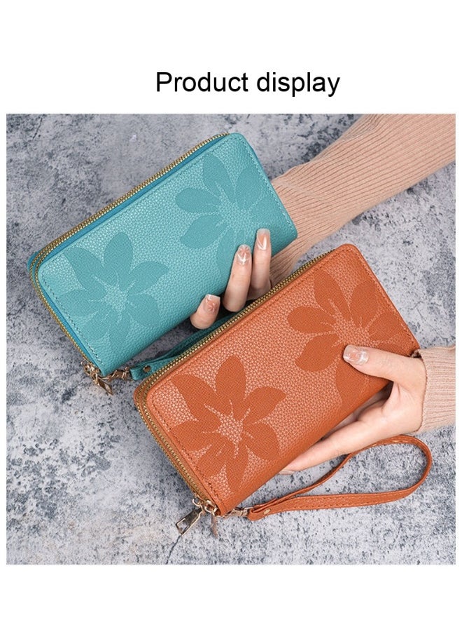 Ladies Purse Wallet PU Leather Long Women Wallet Card Holder Organiser Wallet Wristlet Clutch Wallet with Zipper Pocket Coin Purse Phone Wallet with Pendant