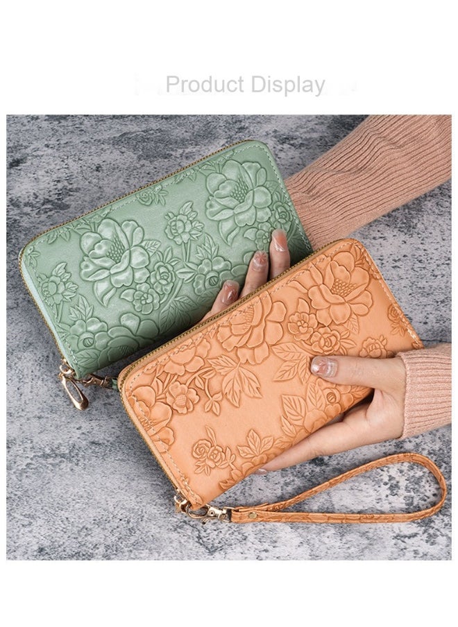 Ladies Purse Wallet PU Leather Long Women Wallet Card Holder Organiser Wallet Wristlet Clutch Wallet with Zipper Pocket Coin Purse Phone Wallet with Pendant