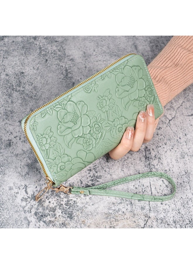 Ladies Purse Wallet PU Leather Long Women Wallet Card Holder Organiser Wallet Wristlet Clutch Wallet with Zipper Pocket Coin Purse Phone Wallet with Pendant