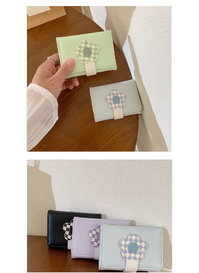 Korean Cute Floral Style Small Purse Women's Purse Short Folding Thin Solid Color Simple Student Fashion Wallet
