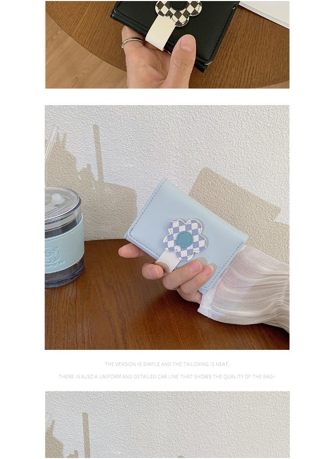 Korean Cute Floral Style Small Purse Women's Purse Short Folding Thin Solid Color Simple Student Fashion Wallet