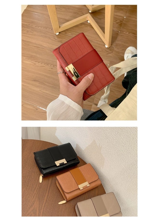 Ladies Purse Wallet PU Leather Short Women Wallet Card Holder Organiser Wallet Wristlet Clutch Wallet with Zipper Pocket Coin Purse