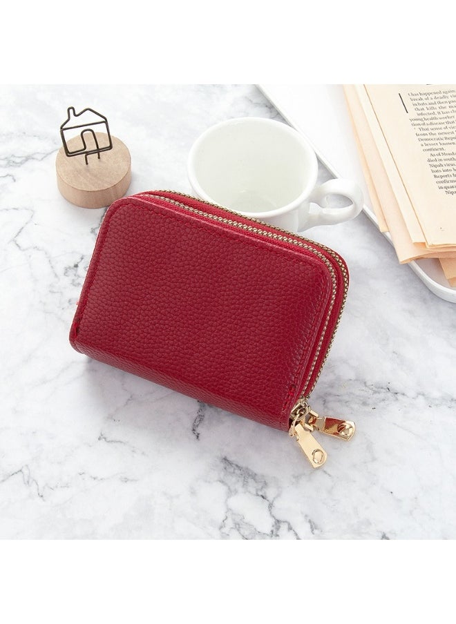 Korean Card Bag for Women Short Simple Solid Color Multi-card Large Capacity Zipper Student Coin Purse Female