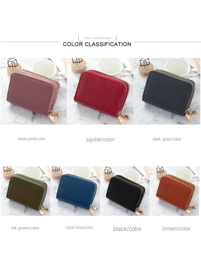 Korean Card Bag for Women Short Simple Solid Color Multi-card Large Capacity Zipper Student Coin Purse Female