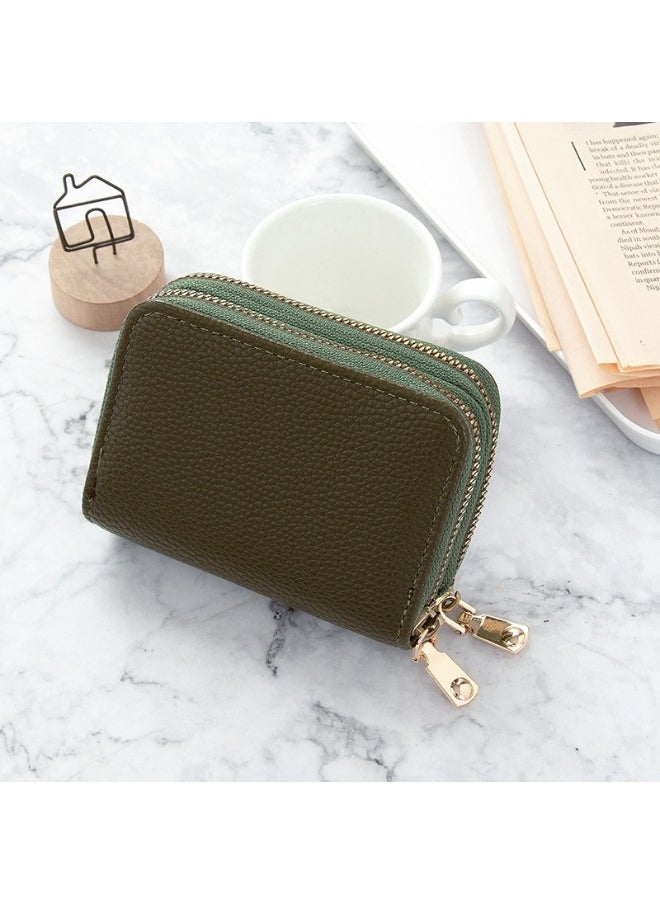 Korean Card Bag for Women Short Simple Solid Color Multi-card Large Capacity Zipper Student Coin Purse Female