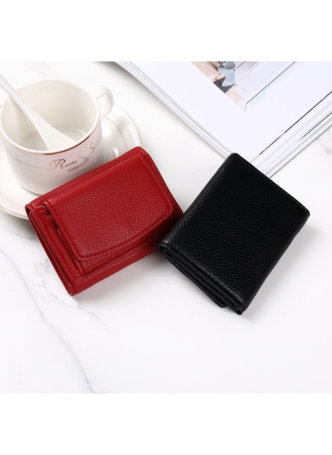 Korean Simple Women's Purse Short Multi-card Three Fold Large Capacity Anti-degaussing Purse