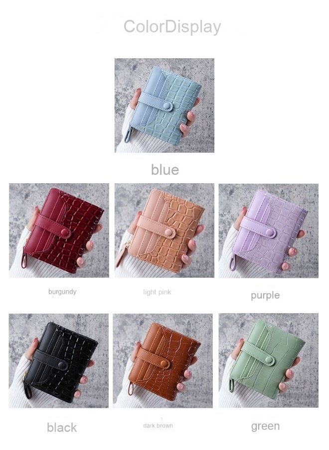 New Women's Stone Alligator Purse Buckle Short Korean Card Bag Zipper Multi-card Coin Purse Wallet