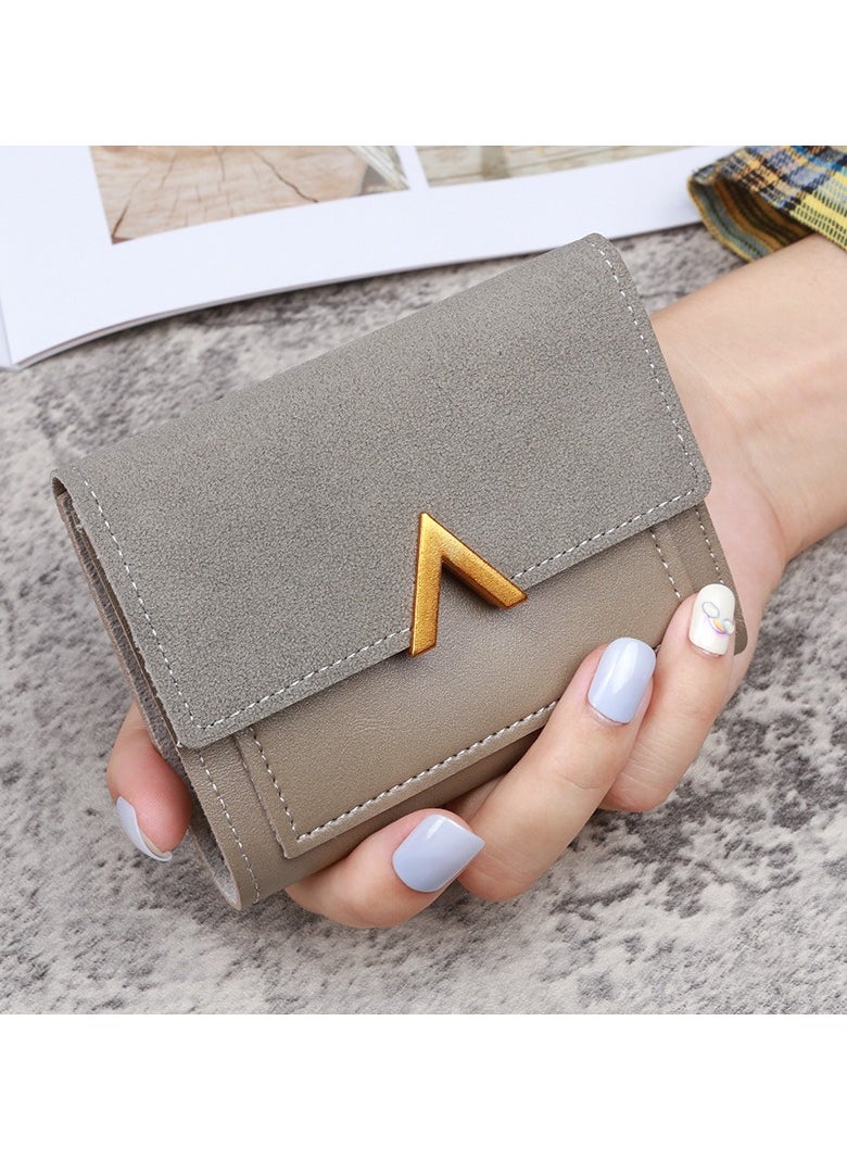 New Triple Fold Women's Purse Short Retro Card Bag PU Imitation Leather Simple Folding Student Wallet Woman