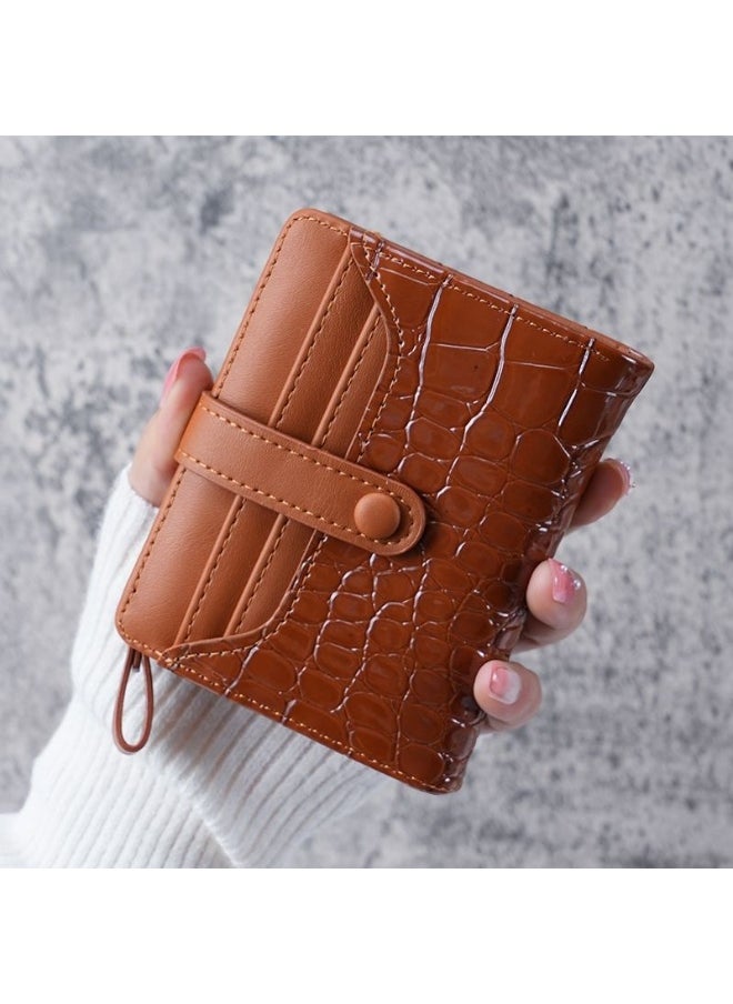 New Women's Stone Alligator Purse Buckle Short Korean Card Bag Zipper Multi-card Coin Purse Wallet