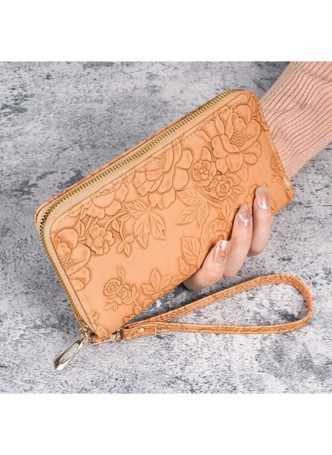 Ladies Purse Wallet PU Leather Long Women Wallet Card Holder Organiser Wallet Wristlet Clutch Wallet with Zipper Pocket Coin Purse Phone Wallet with Pendant