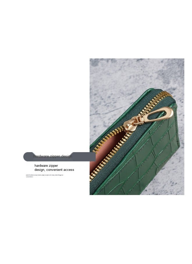 New Crocodile Pattern Small Fragrant PU Leathe Hand Bag Card Bag Multi-Functional Zipper Bag Advanced Purse Wallet