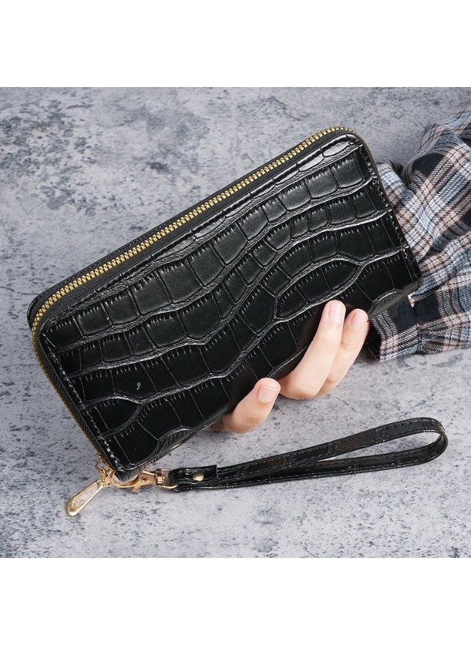 New Crocodile Pattern Small Fragrant PU Leathe Hand Bag Card Bag Multi-Functional Zipper Bag Advanced Purse Wallet