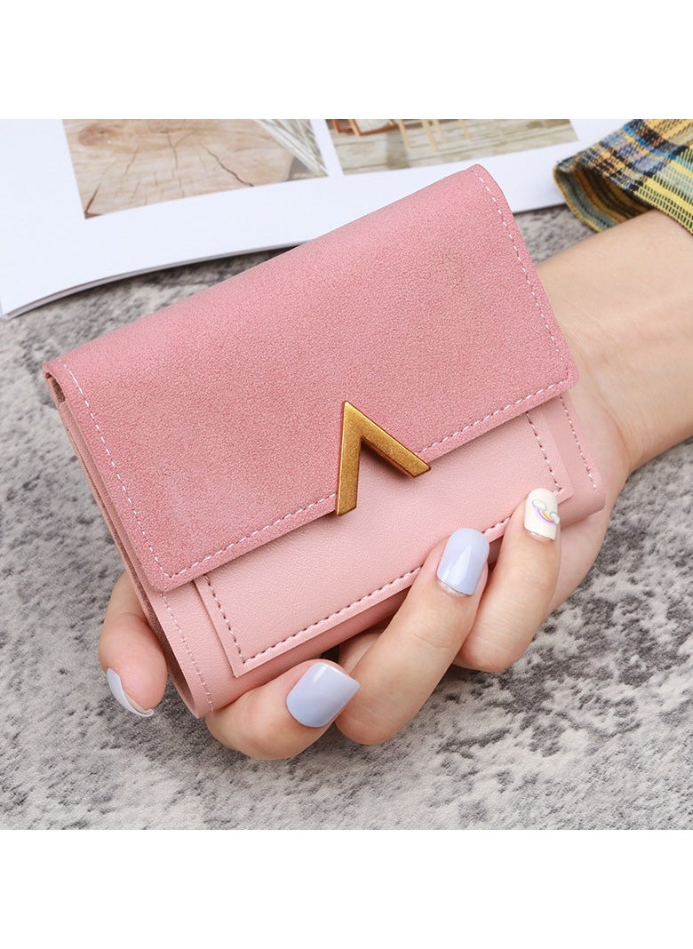 New Triple Fold Women's Purse Short Retro Card Bag PU Imitation Leather Simple Folding Student Wallet Woman