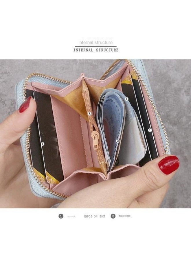 Ladies Cute Cat Pattern Purse Wallet PU Leather Mini Women Wallet Card Holder Organiser Wallet Wristlet Clutch Wallet with Zipper Pocket Coin Purse Phone Wallet with Tassel and Pendant