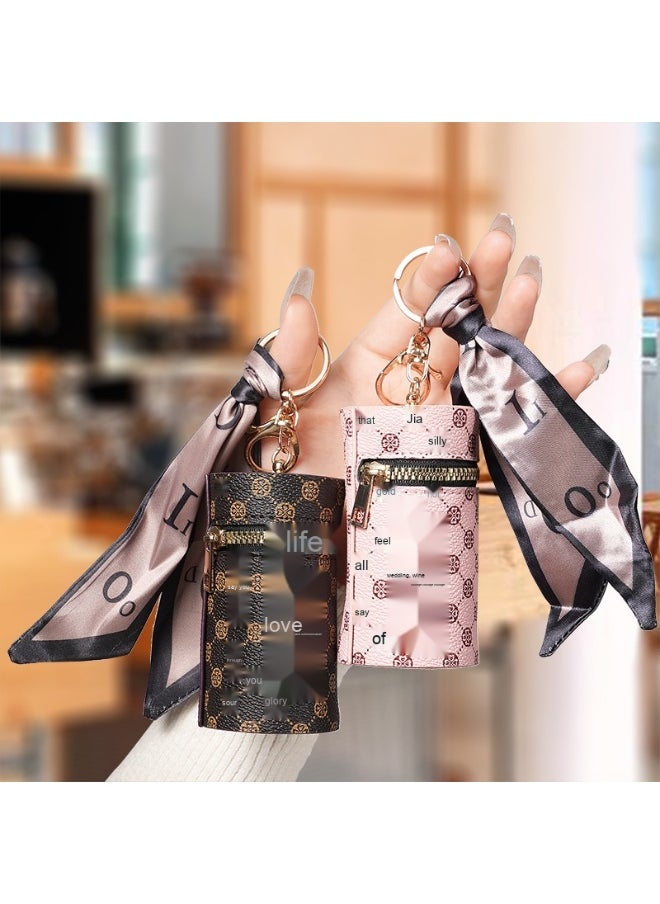 High Luxury Coin Purse Pendant Earphone Bag Lipstick Mini Keychain Bag Retro Bucket Mouth Red Envelope Simple Pendant