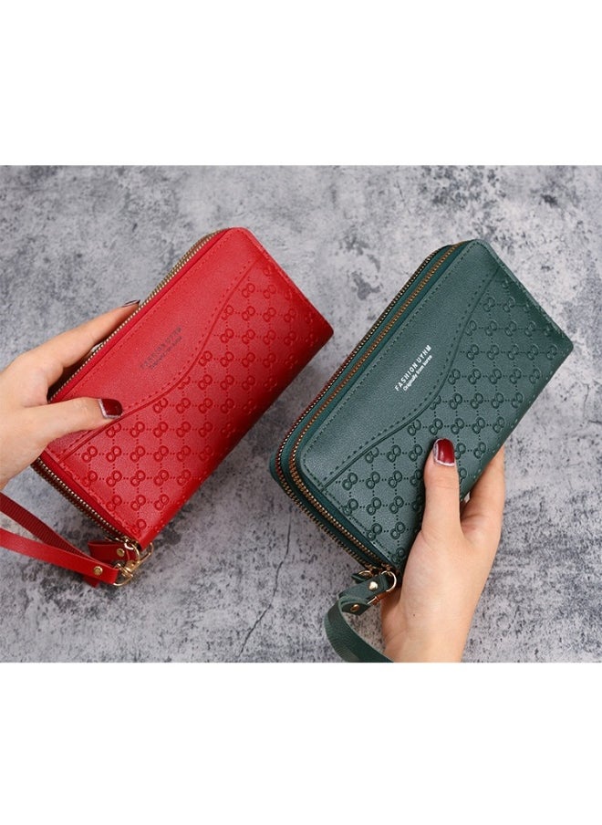 Ladies Purse Wallet PU Leather Long Women Wallet Card Holder Organiser Wallet Wristlet Clutch Wallet with Zipper Pocket Coin Purse Phone Wallet with Pendant
