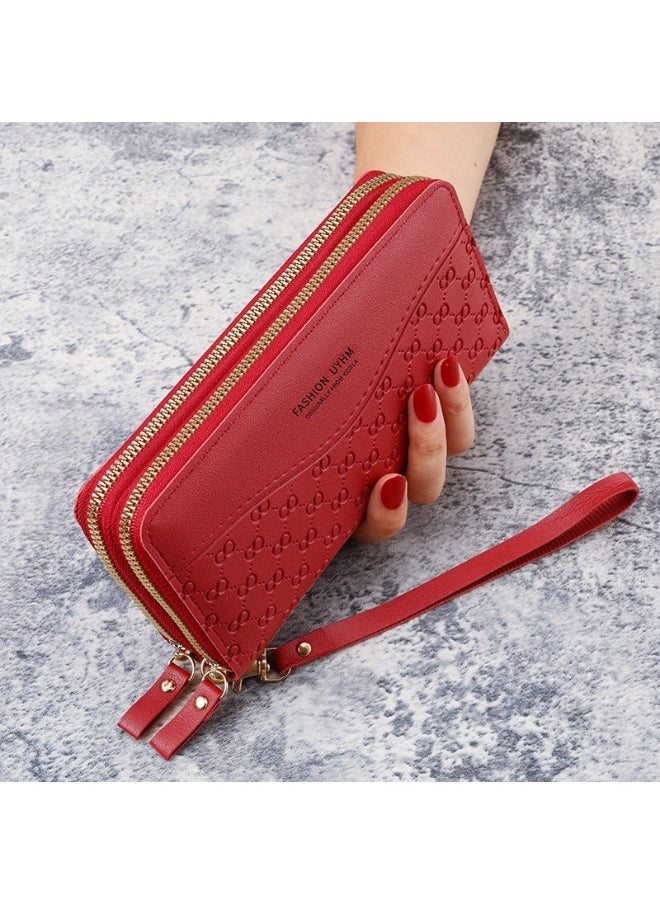 Ladies Purse Wallet PU Leather Long Women Wallet Card Holder Organiser Wallet Wristlet Clutch Wallet with Zipper Pocket Coin Purse Phone Wallet with Pendant