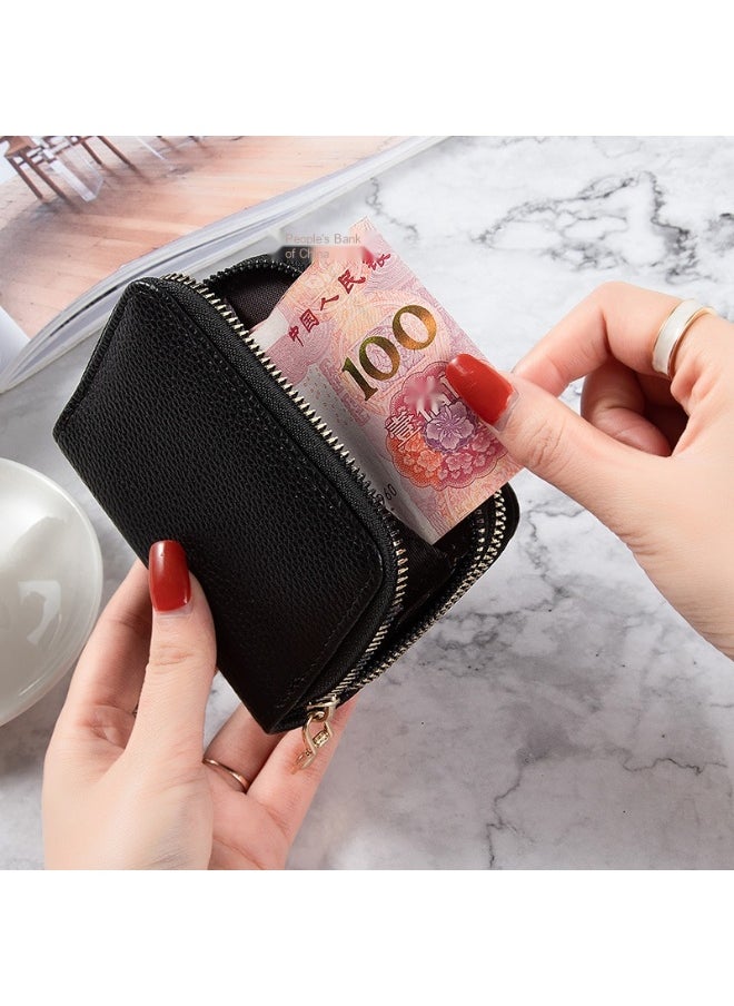 Korean Card Bag for Women Short Simple Solid Color Multi-card Large Capacity Zipper Student Coin Purse Female