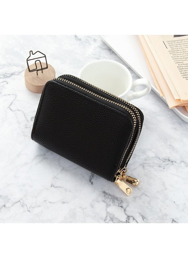 Korean Card Bag for Women Short Simple Solid Color Multi-card Large Capacity Zipper Student Coin Purse Female