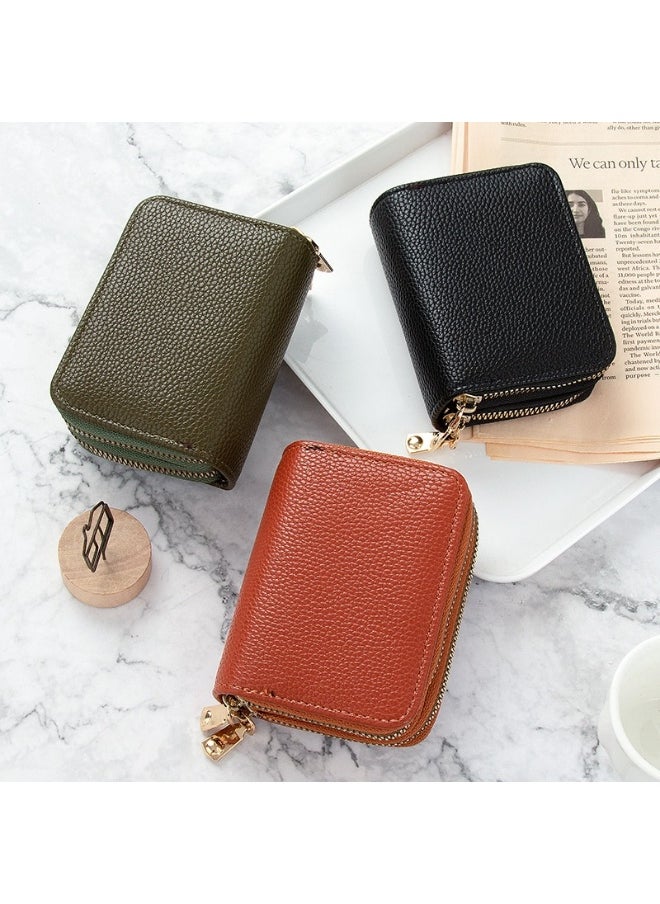 Korean Card Bag for Women Short Simple Solid Color Multi-card Large Capacity Zipper Student Coin Purse Female